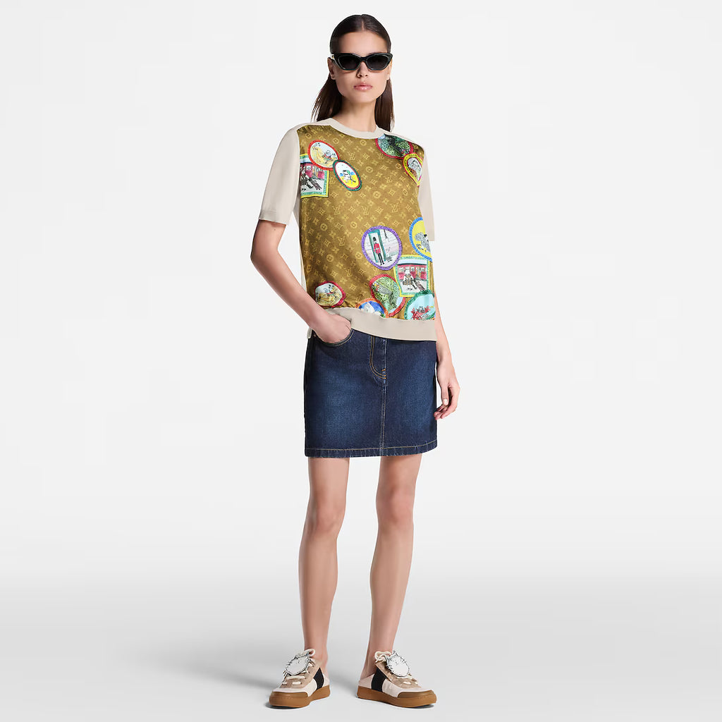 Monogram Cat Stamp Knit Top