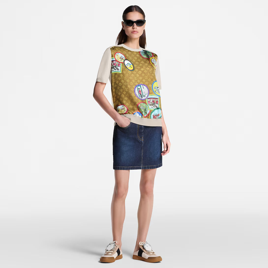 Monogram Cat Stamp Knit Top