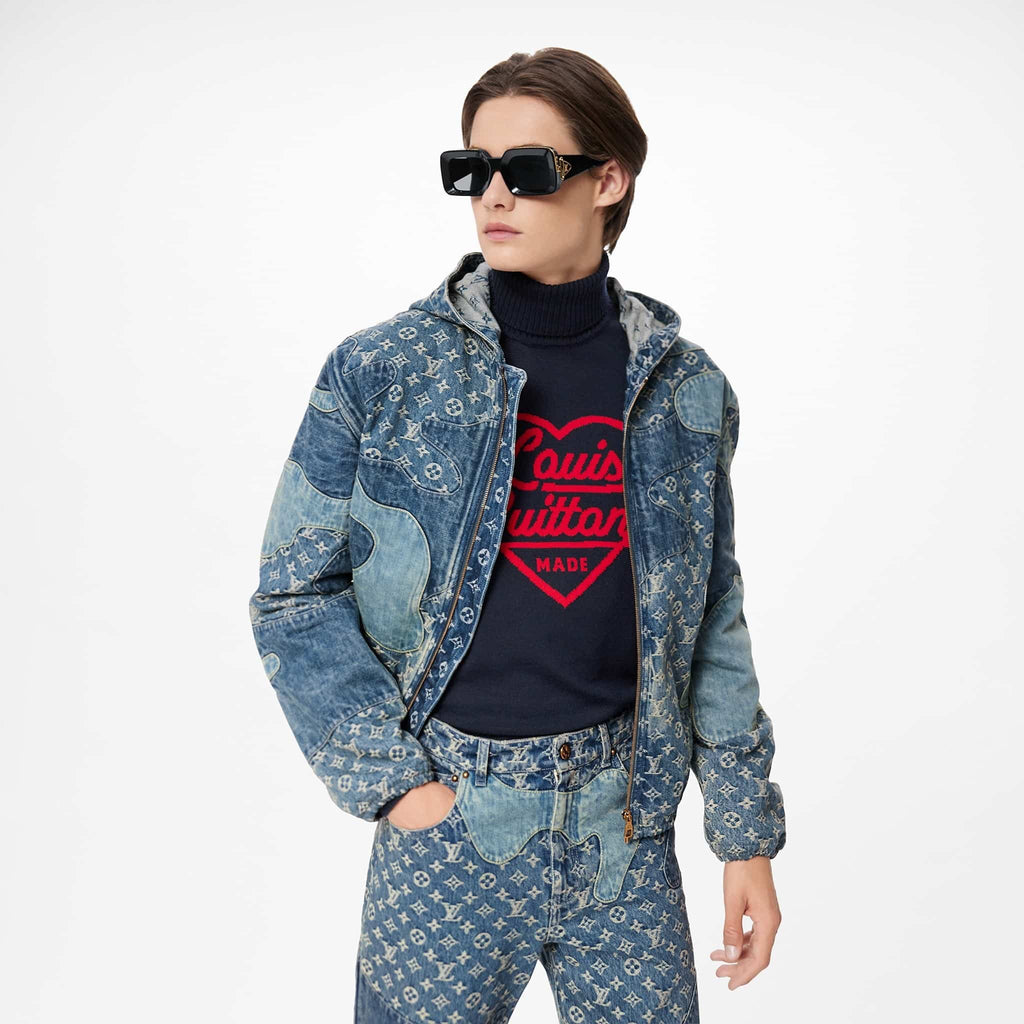 Monogram Patchwork Denim Hoodie