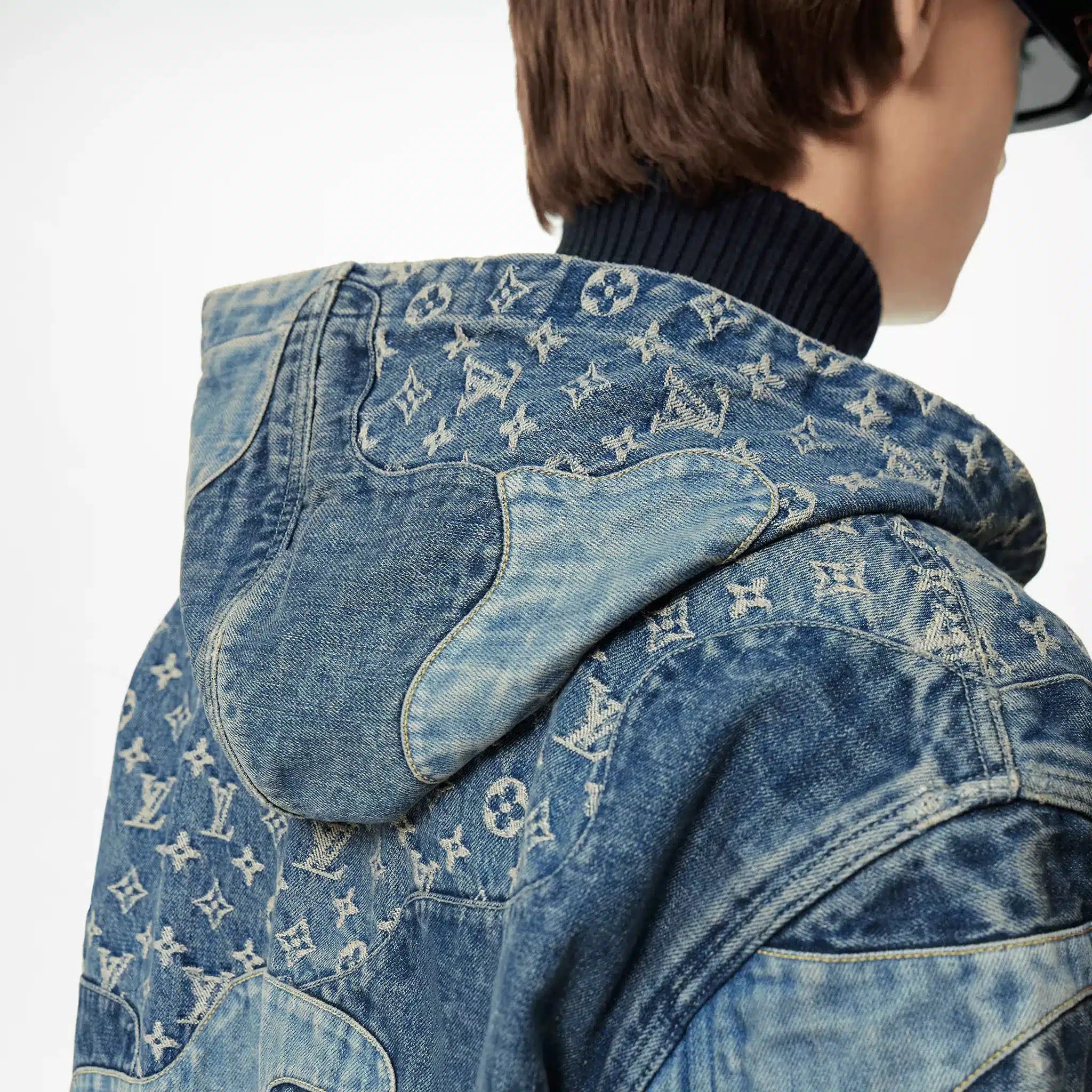 Monogram Patchwork Denim Hoodie
