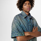 Rainbow Monogram Short-Sleeved Denim Shirt