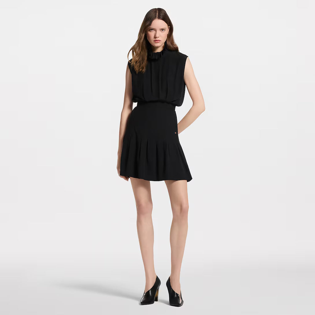 Ruff Collar Silk Dress