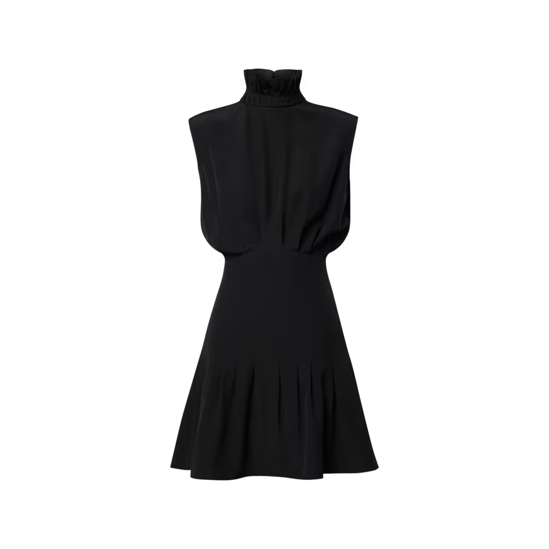 Ruff Collar Silk Dress