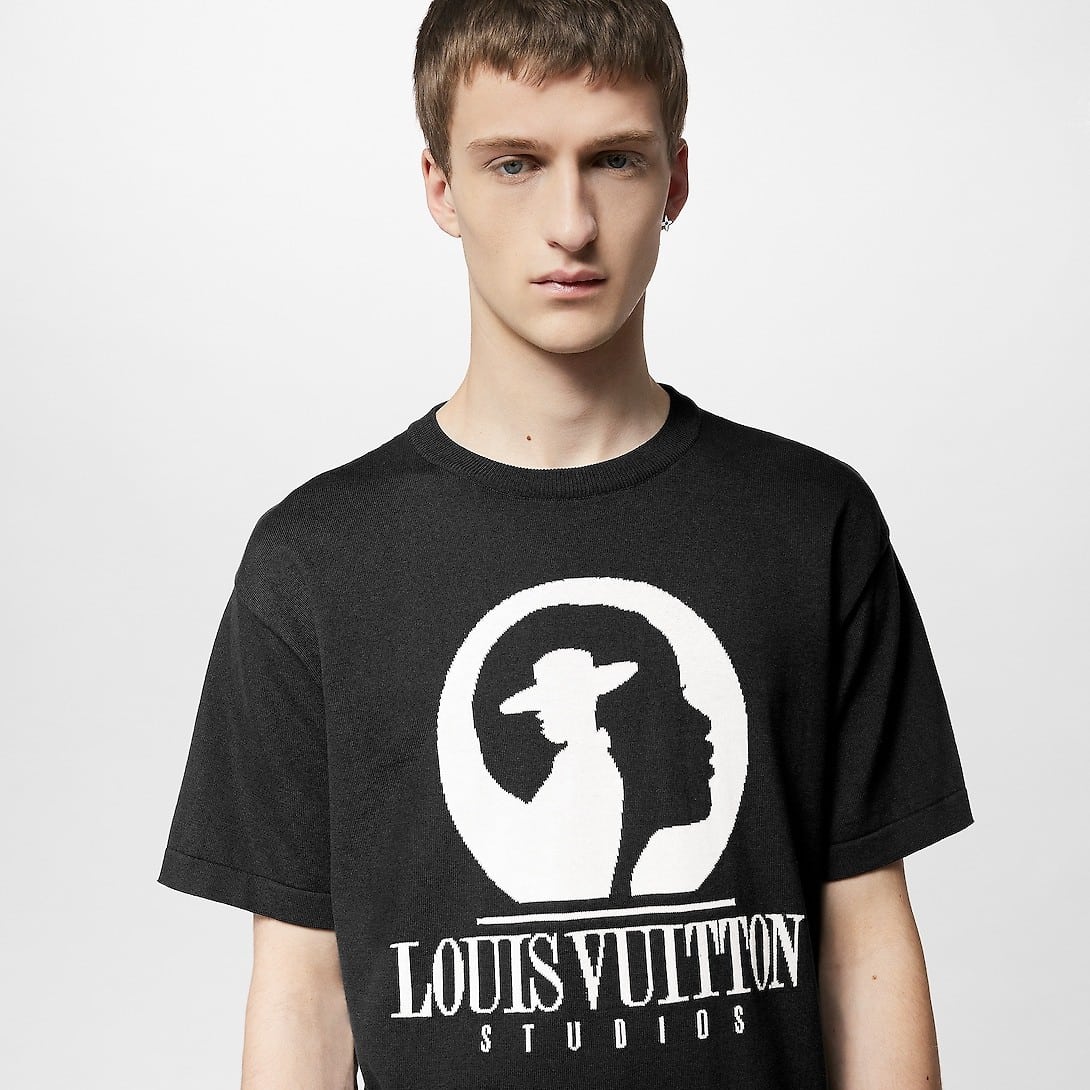 Short-Sleeved Cotton Intarsia Crewneck