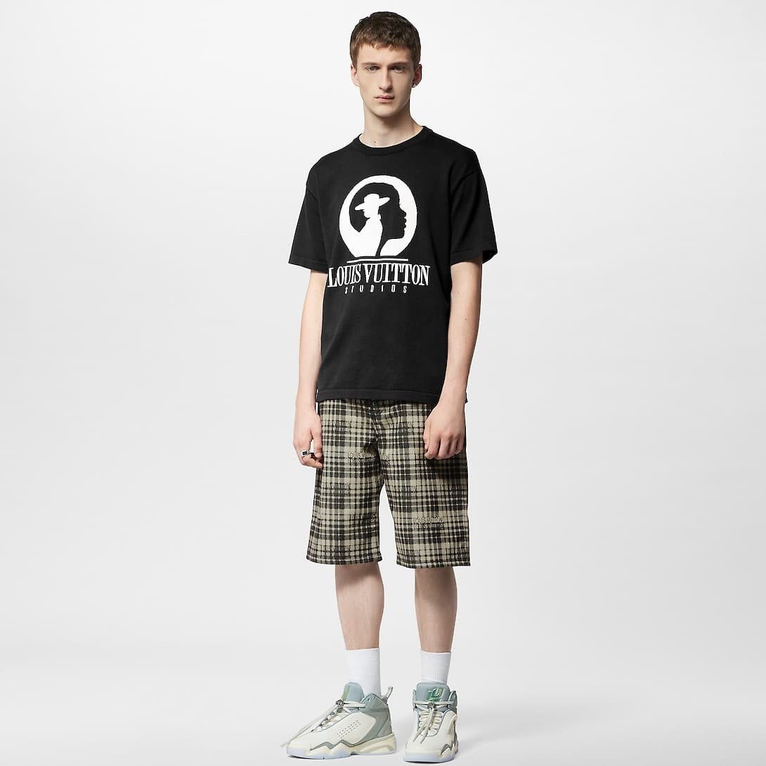 Short-Sleeved Cotton Intarsia Crewneck