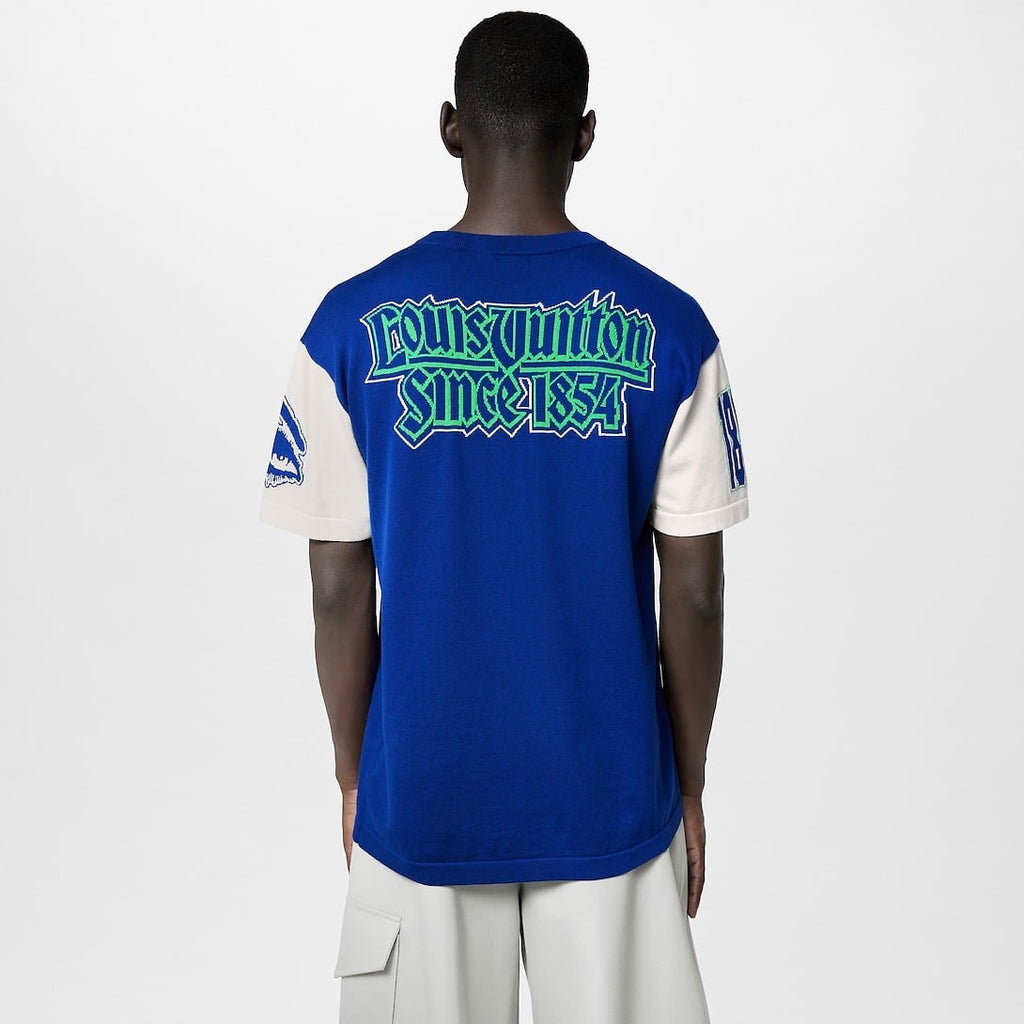 Short-Sleeved Cotton Intarsia Crewneck