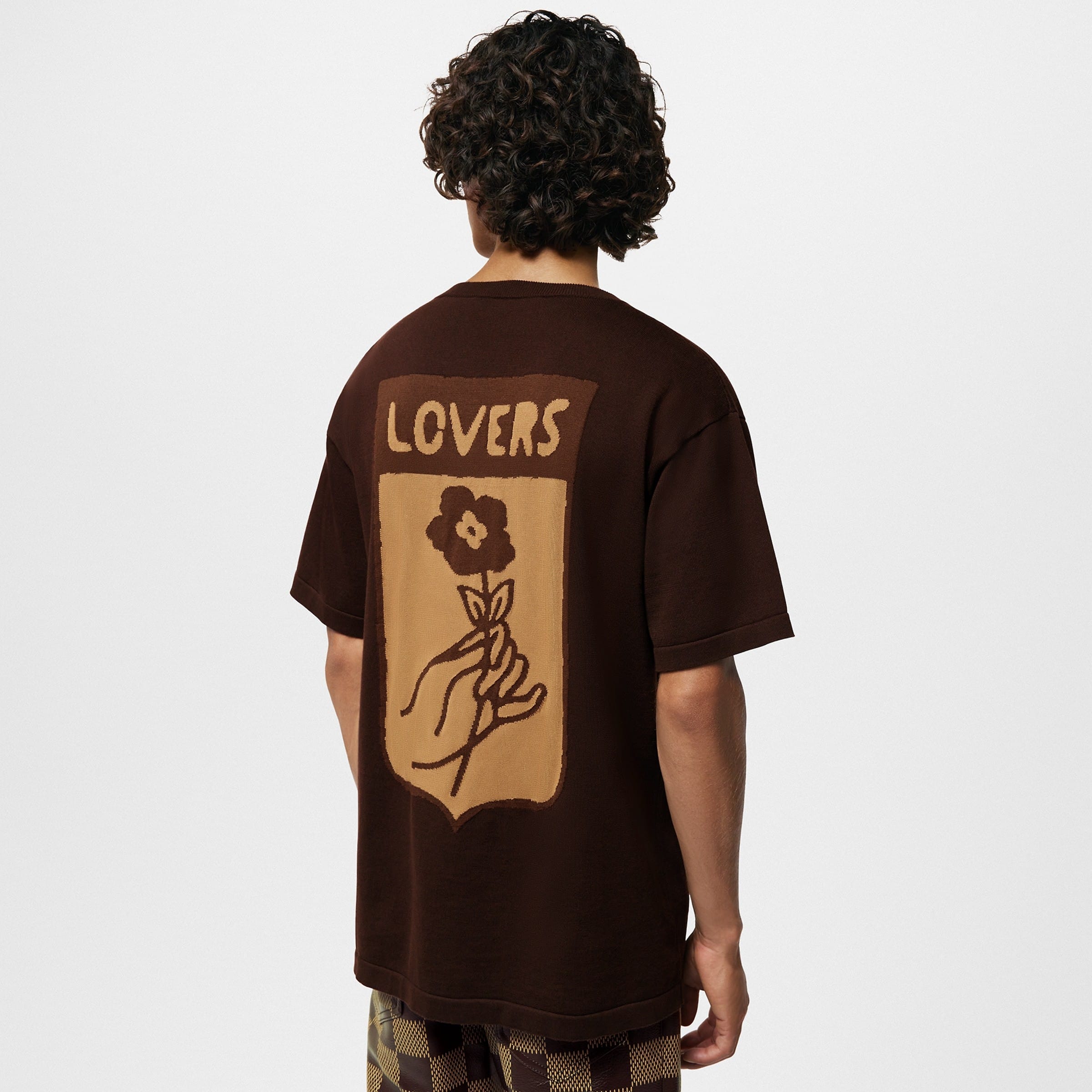 Short-Sleeved Cotton Intarsia Crewneck
