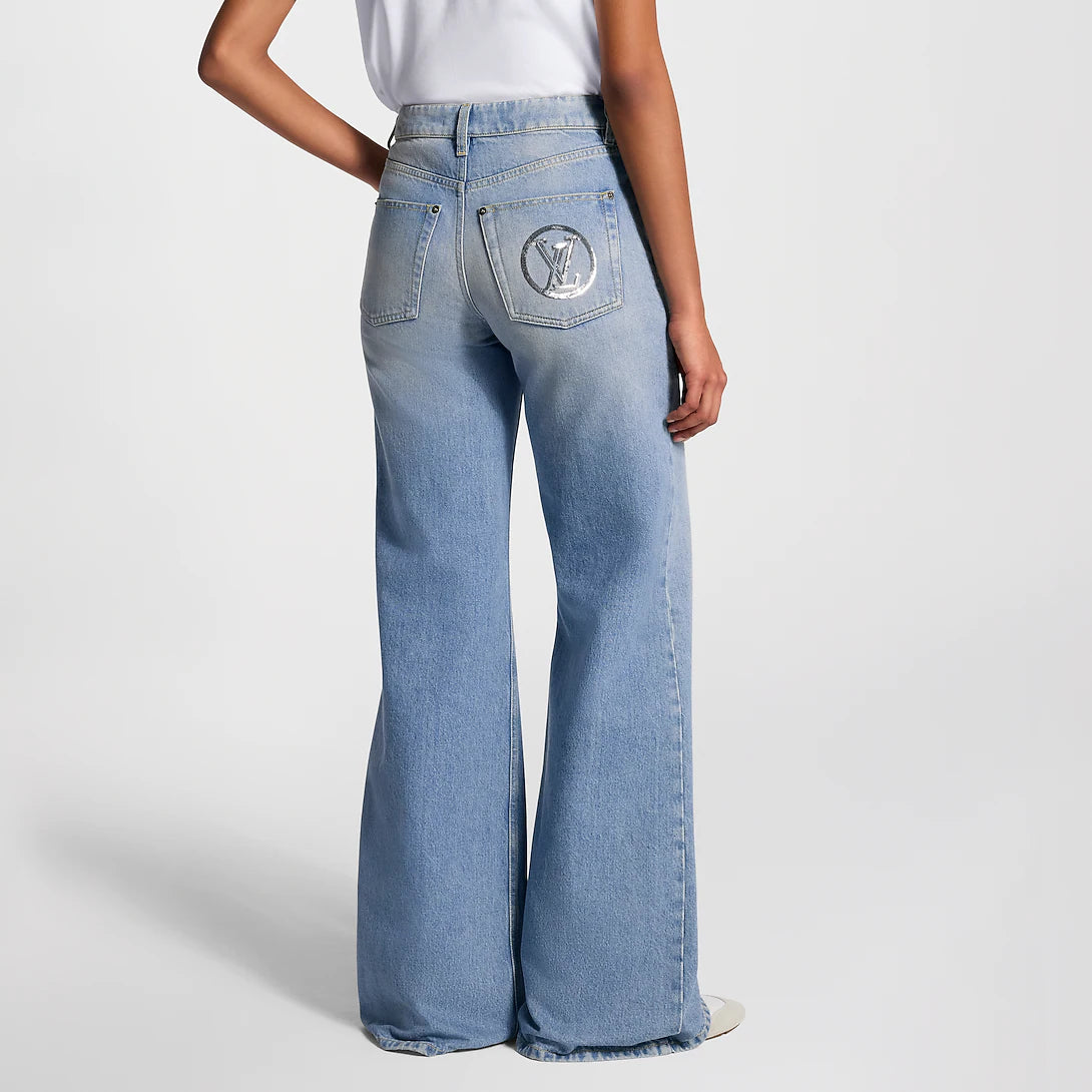 Signature Sequin Accent Flared Jeans