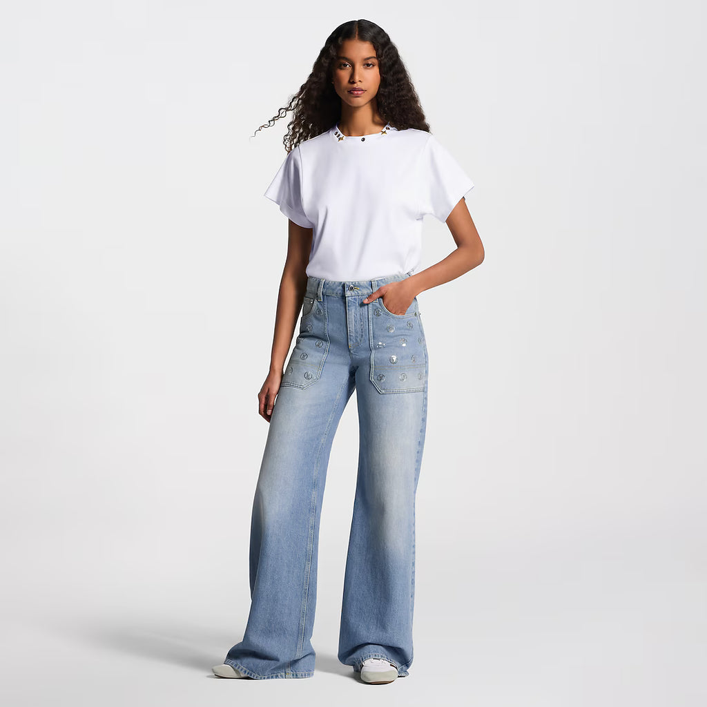 Signature Sequin Accent Flared Jeans
