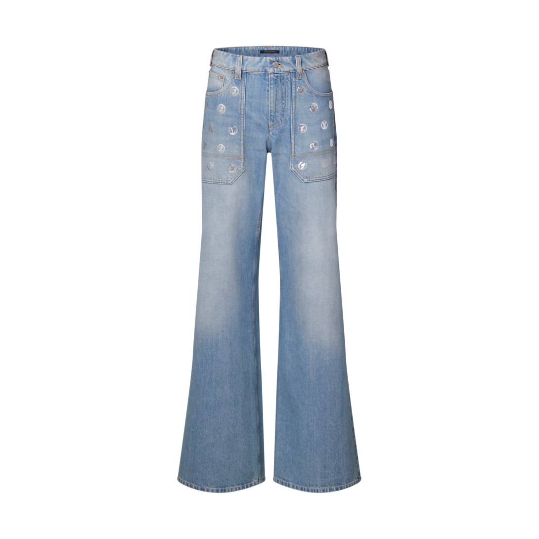Signature Sequin Accent Flared Jeans