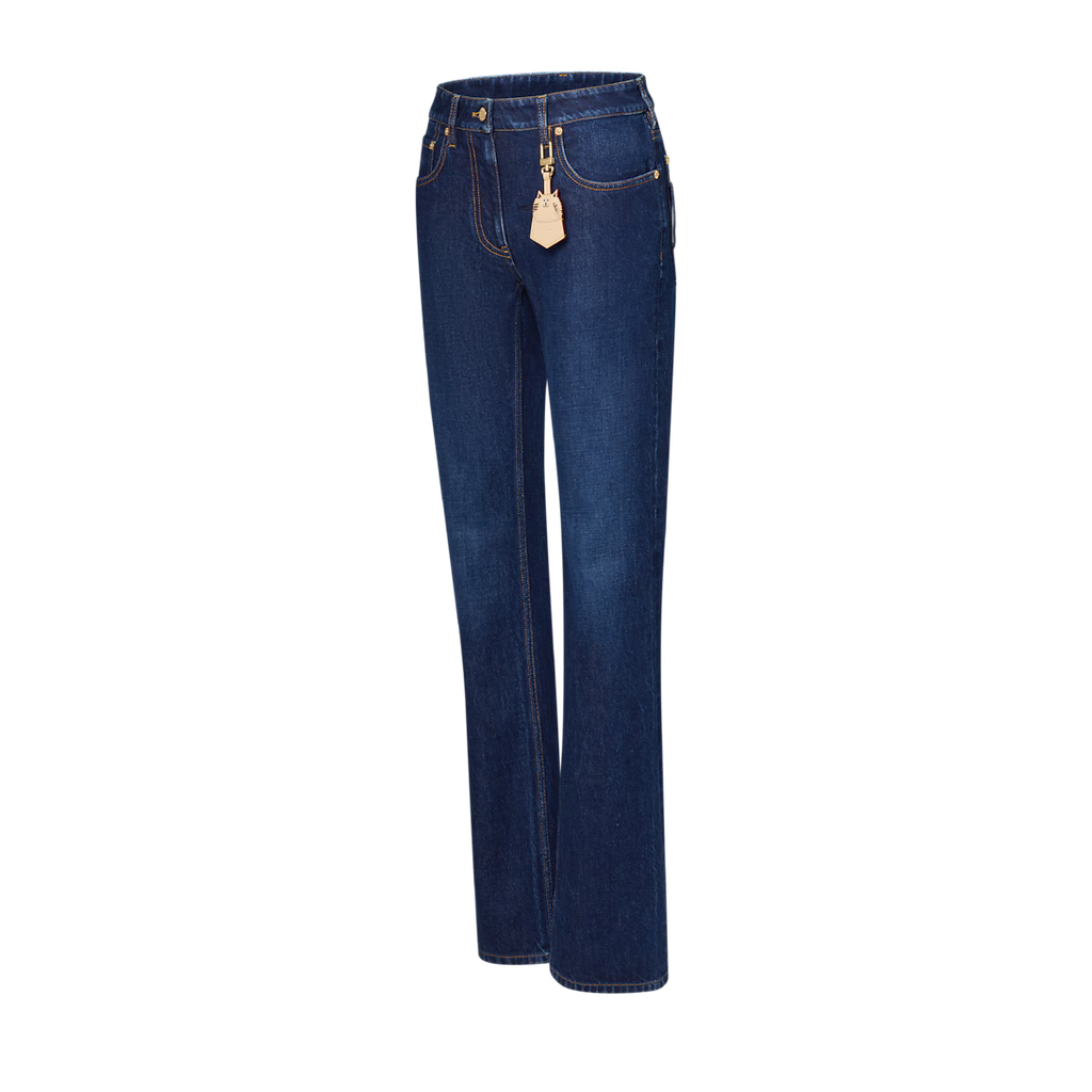 Straight-Cut Washed Denim Jeans