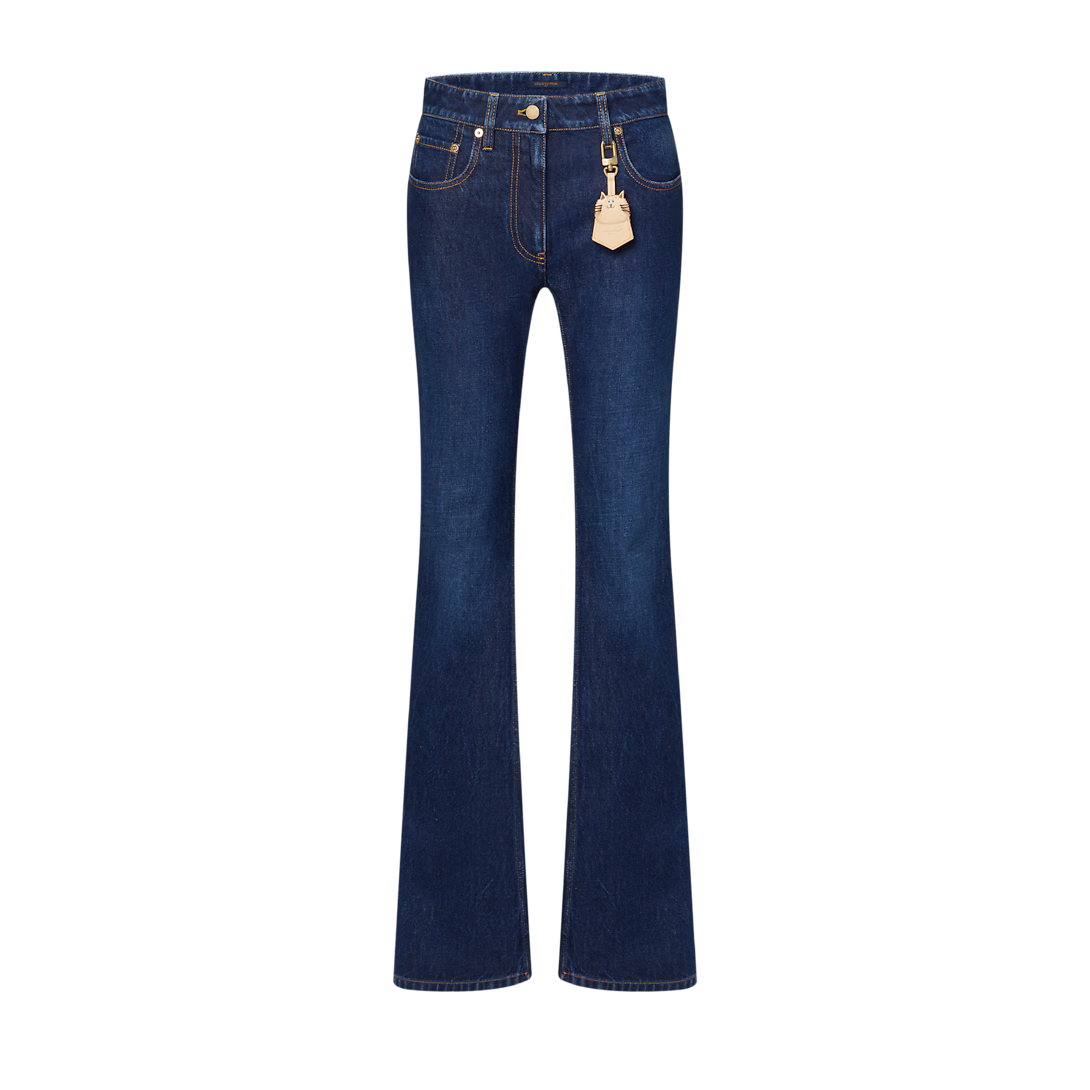 Straight-Cut Washed Denim Jeans