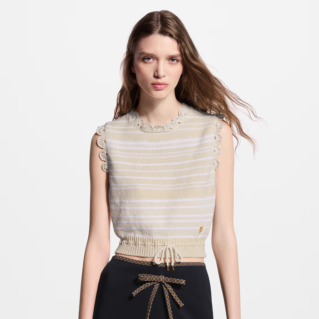 Striped Knit Drawstring Top