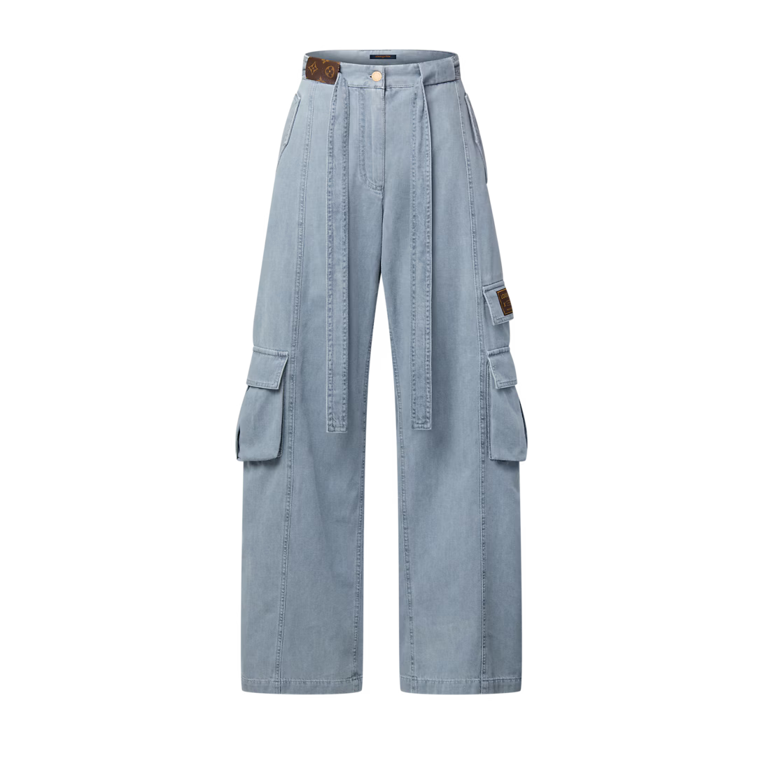 Utility Pocket Washed Denim Jeans