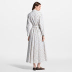 Woven Monogram Print Shirt Dress