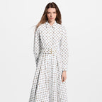 Woven Monogram Print Shirt Dress