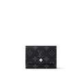 Louis Vuitton Victor Wallet in Monogram Eclipse canvas with a snap button closure, multiple card slots, and a zipped coin pocket.