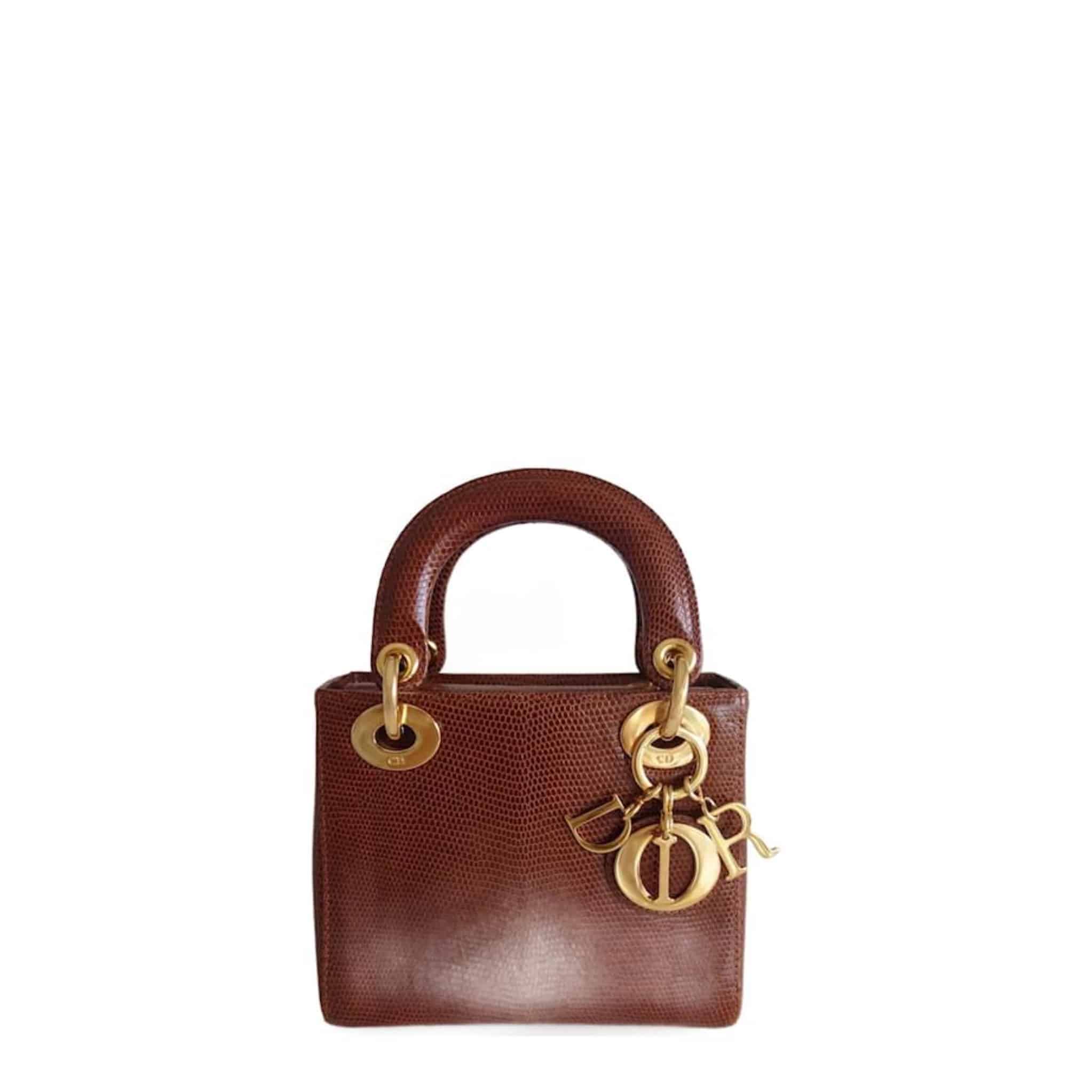 Mini Lady Dior Lizard bag Caramel