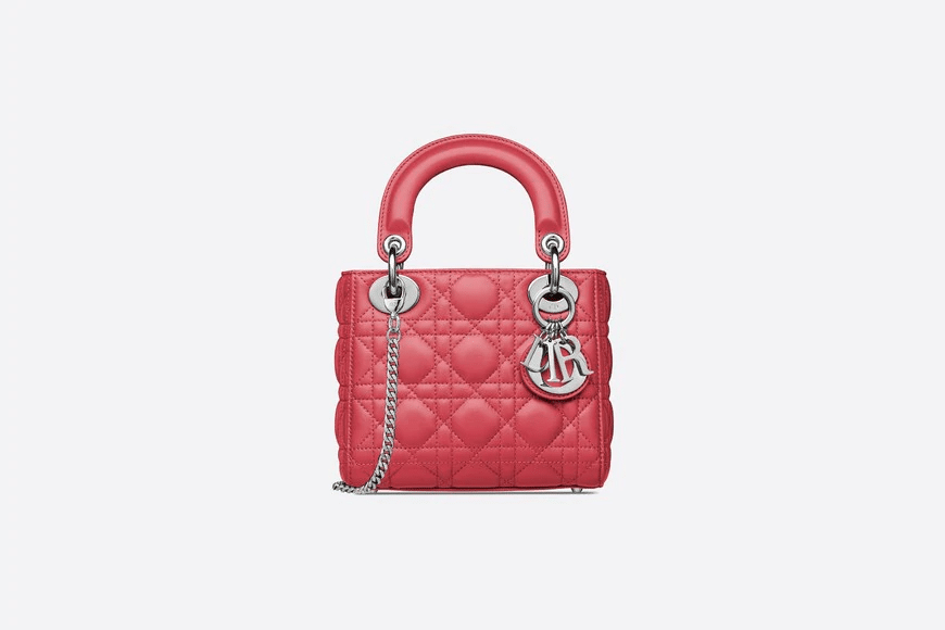 Christian Dior Pink Honey Lady Dior Mini Lambskin Chain Bag