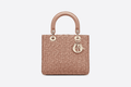 Christian Dior Medium Blush Lady Dior Wavy Shiny Crinkled Lambskin Bag