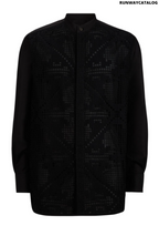 Valentino floral mesh collarless shirt