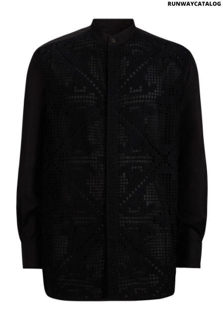 Valentino floral mesh collarless shirt
