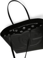 Black Logo Leather Shopping Bag