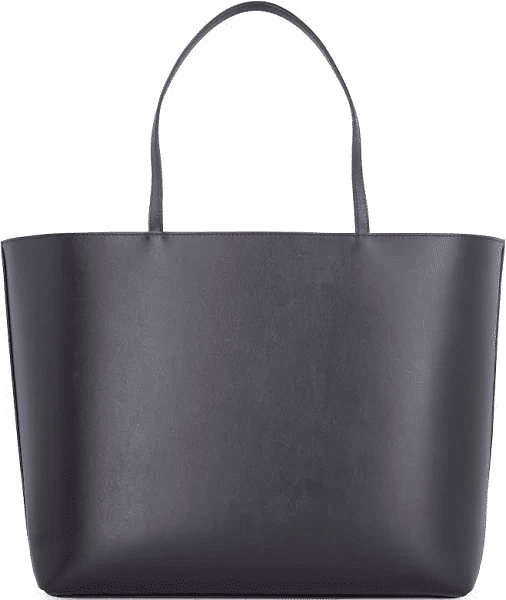 Black Logo Leather Shopping Bag