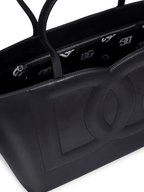 Black Logo Leather Shopping Bag
