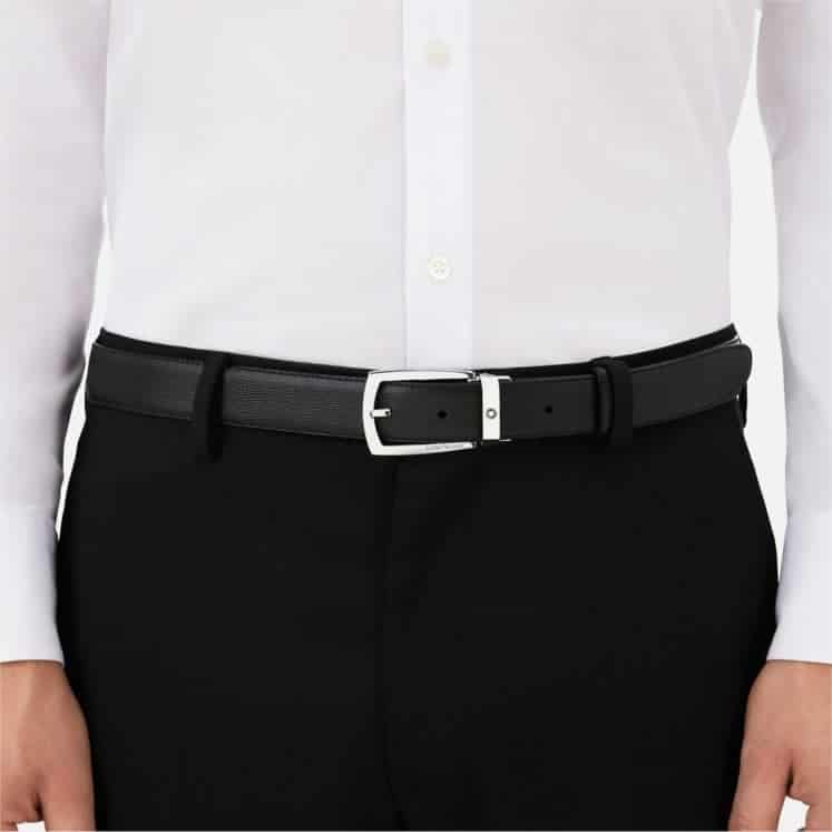 Mont Blanc Black 30 mm leather belt