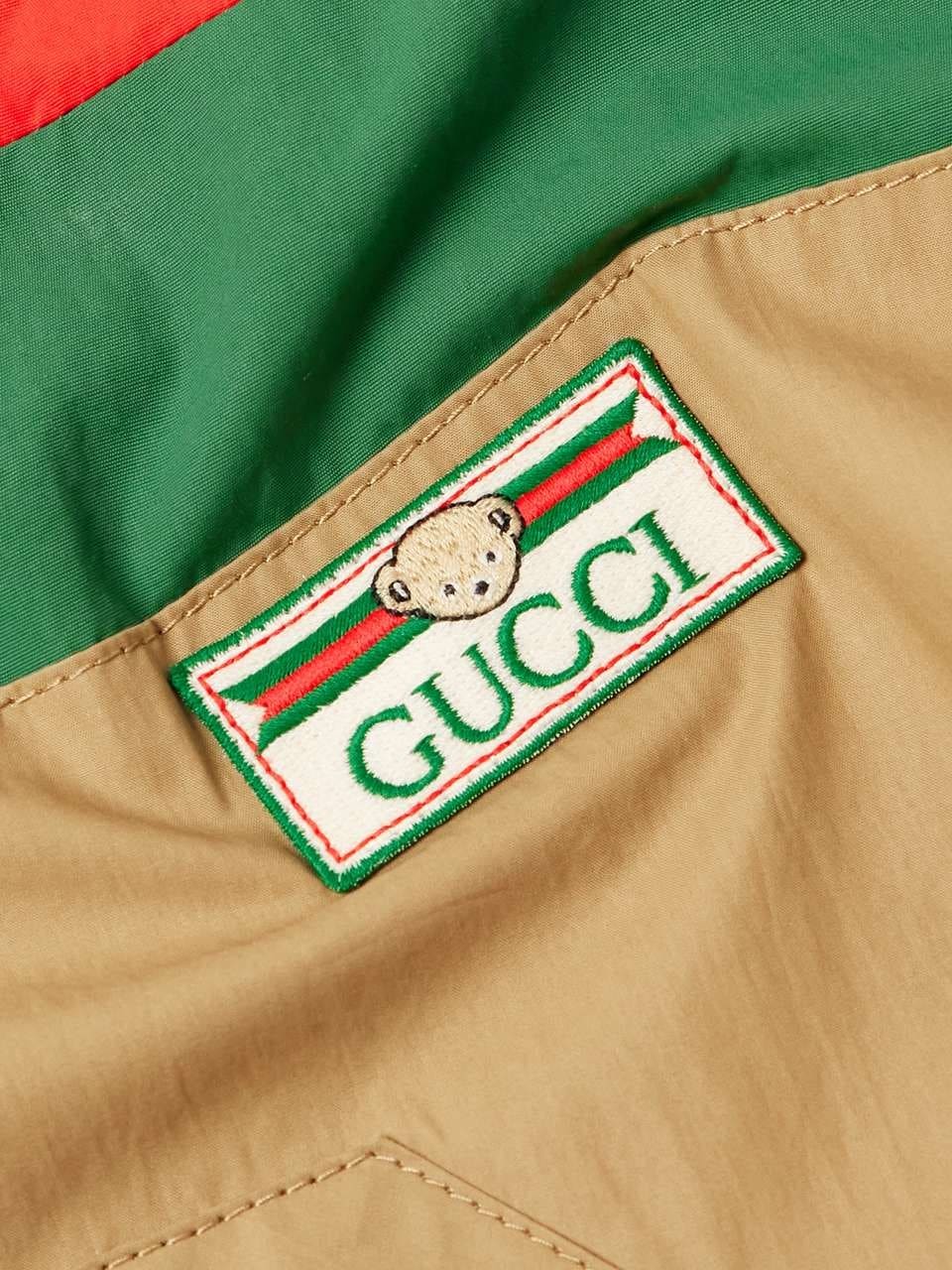 GUCCI Logo-Appliquéd Striped Shell-Trimmed Cotton Jacket