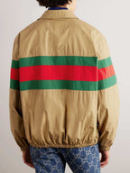 GUCCI Logo-Appliquéd Striped Shell-Trimmed Cotton Jacket