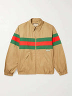 GUCCI Logo-Appliquéd Striped Shell-Trimmed Cotton Jacket